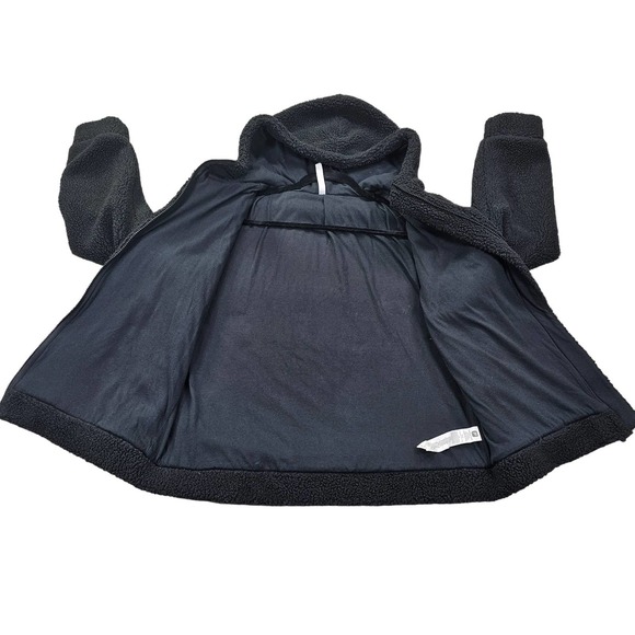 Fabletics Hoodie Womens Large Black Full Zip Sherpa Fleece Shacket Pockets Cozy - Picture 7 of 12